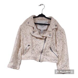 American Rag Women's Cream Lace Cropped Jacket